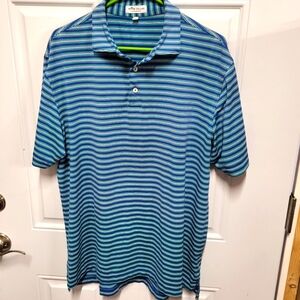 Peter‎ Millar Summer Comfort Blue Striped Men's Shirt Size Large